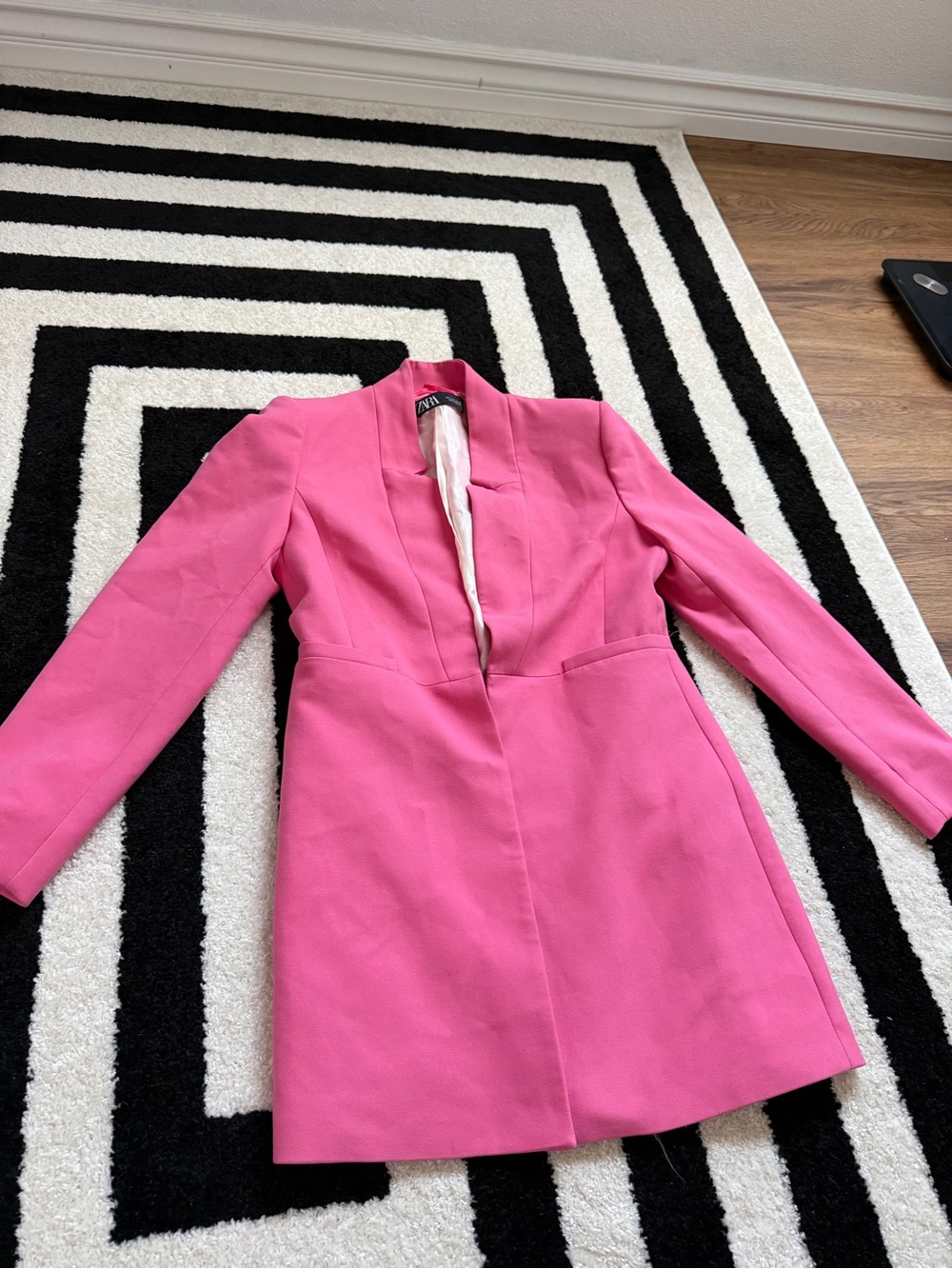 Zara Hot Pink Long Tailored Blazer Jacket